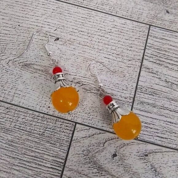 Yellow Chalcedony Fancy Drop Earrings - Picture 3 of 3